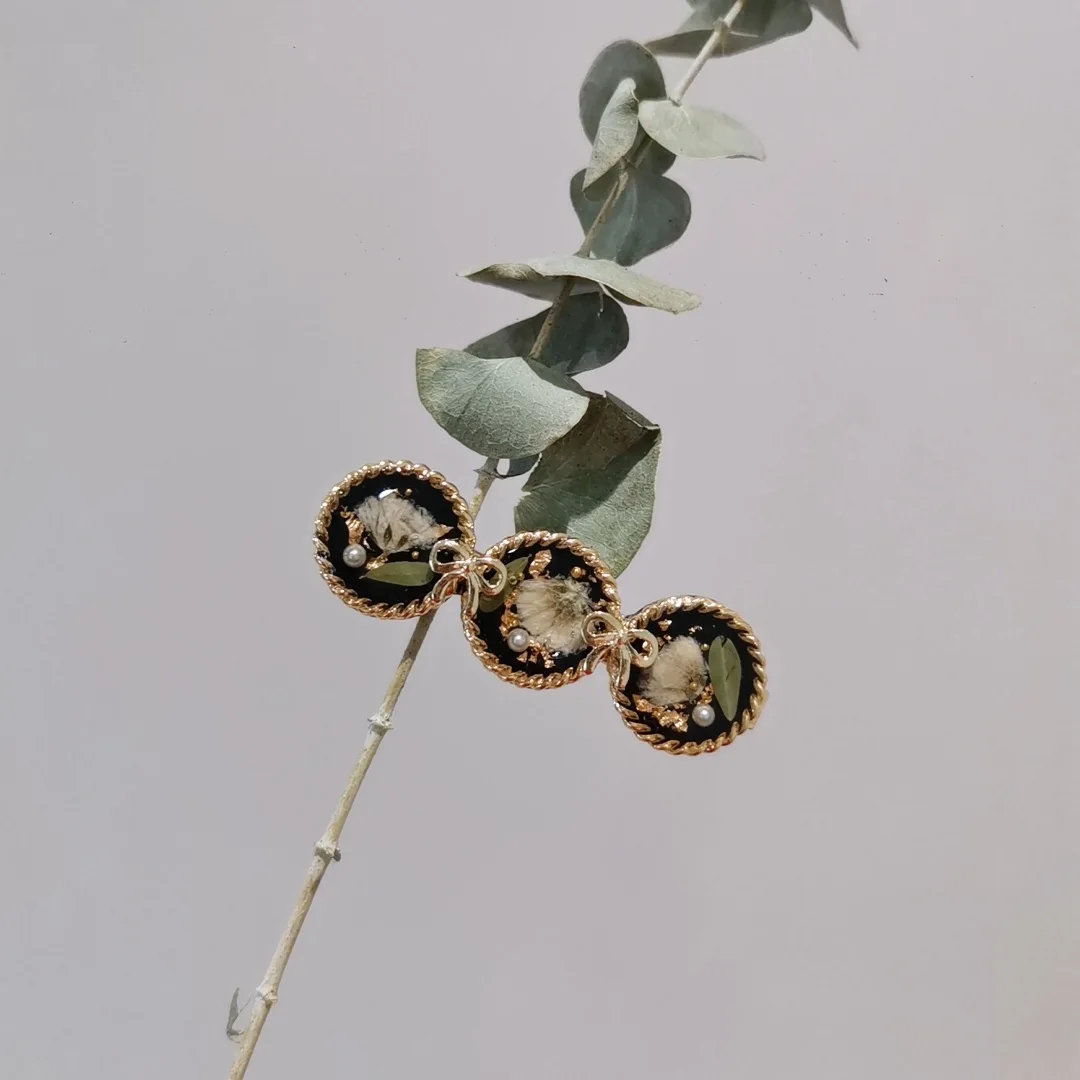 3289 Wholesale Design Resin Dried Flower Hair Clips Vintage Starry Sky Elegant Bow Side Duckbill Clips Christmas Birthday Gifts