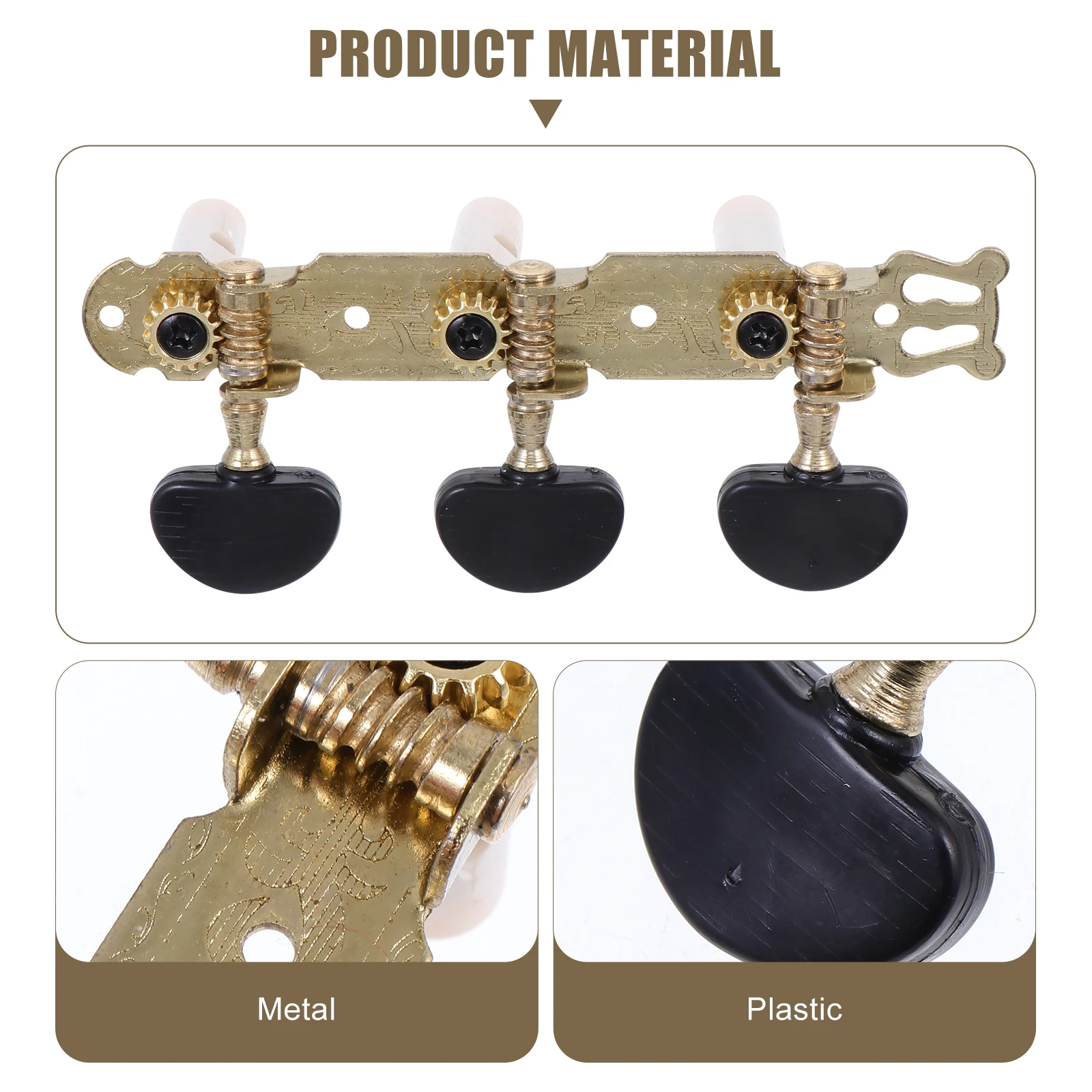 

2 Pcs Guitar Tuners Classical Tuning Pegs Acoustic Accessories Sealed Fully Enclosed Folk -shaped Semicircle