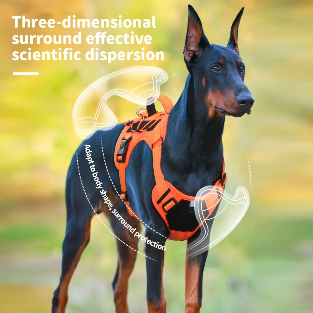 Dog Harness ,Adjustable No-Pull Comfort-Fit No-Pull - Adjustable, Reflective Vest For Large Breeds - Ideal For Outdoor Adventur