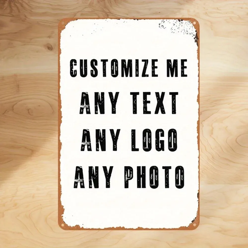 CIFbuy Individuell Bedrucktes Rustikales Metallschild, Personalisierte Bildplakette, Retro-Wandkunst-Dekor für Fotos & Logos