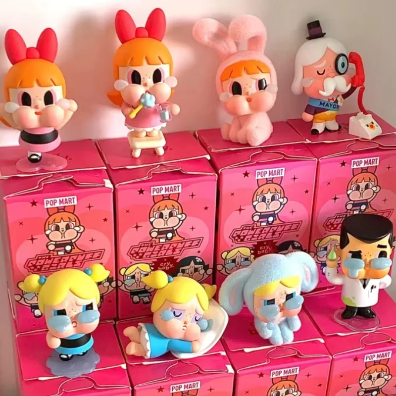 New Crybaby Powerpuff Girls Blossom Bubbles Buttercup Figure Pvc Model Doll Guess Toys Christmas Birthday Gifts