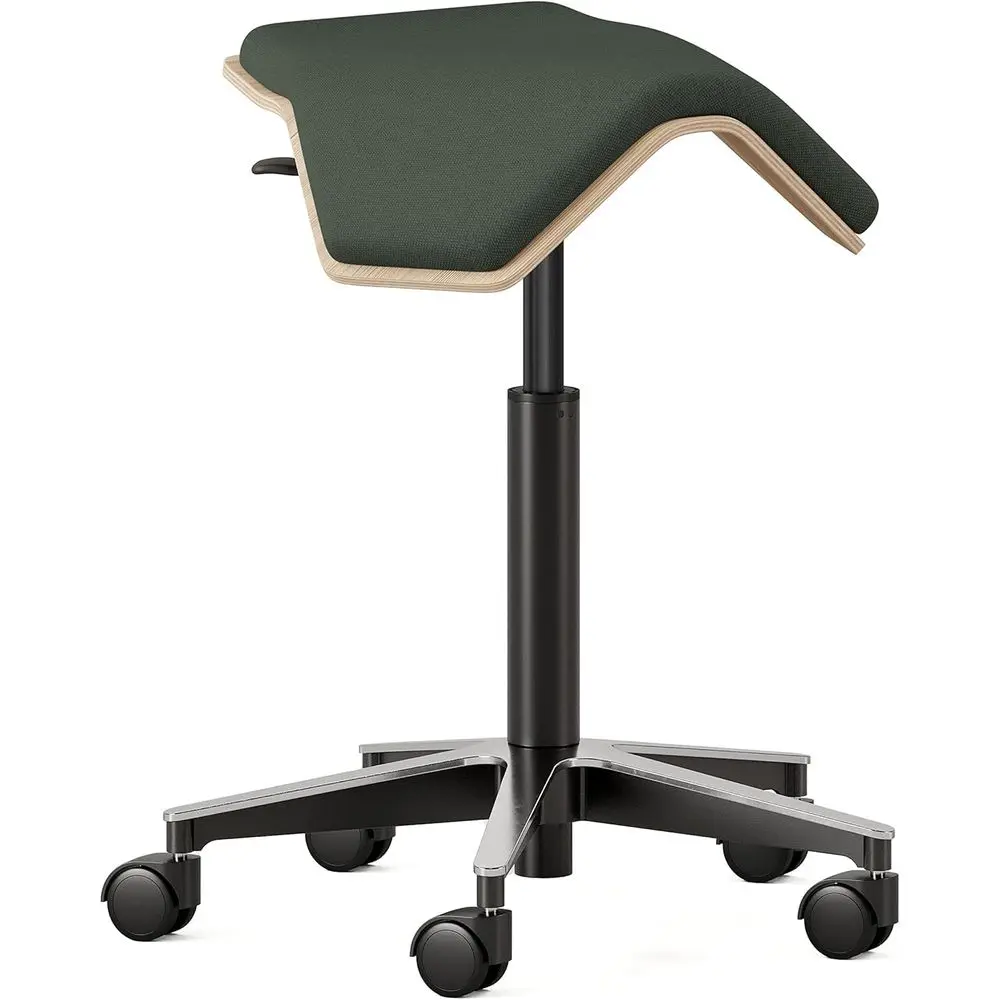 

Ergonomic Birch Plywood Rolling Stool with Recycled Seat Fabric for Height-Adjustable Comfort and Improved Posture