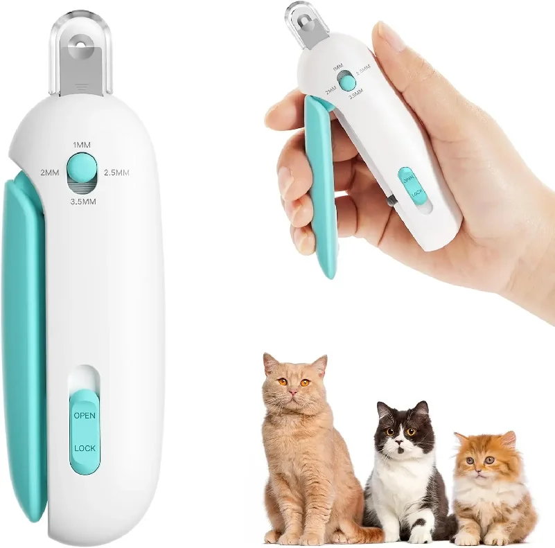 Cortador de Unhas para Pets com Protetor de Segurança, Ajustável, para Gatos, em Aço Inoxidável e ABS, Corte de Precisão