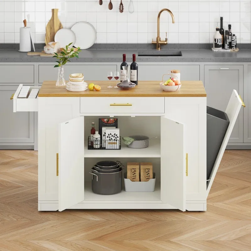 In the home kitchen, the island table dining room with pulleys movable console is simple and high-value storage cabinet