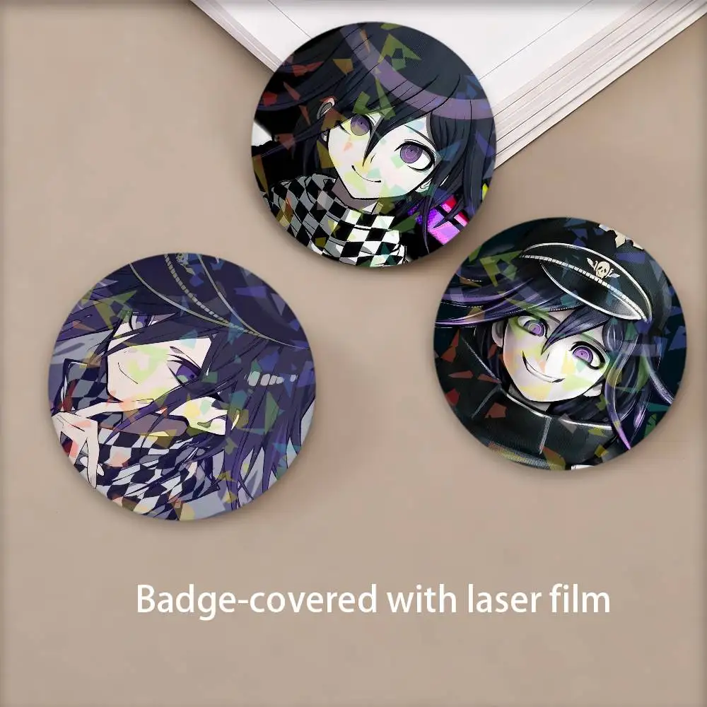 Kokichi Oma Game Danganronpa V3 Killing Harmony Badges Round Laser Badge Brooch Backpack Accessories