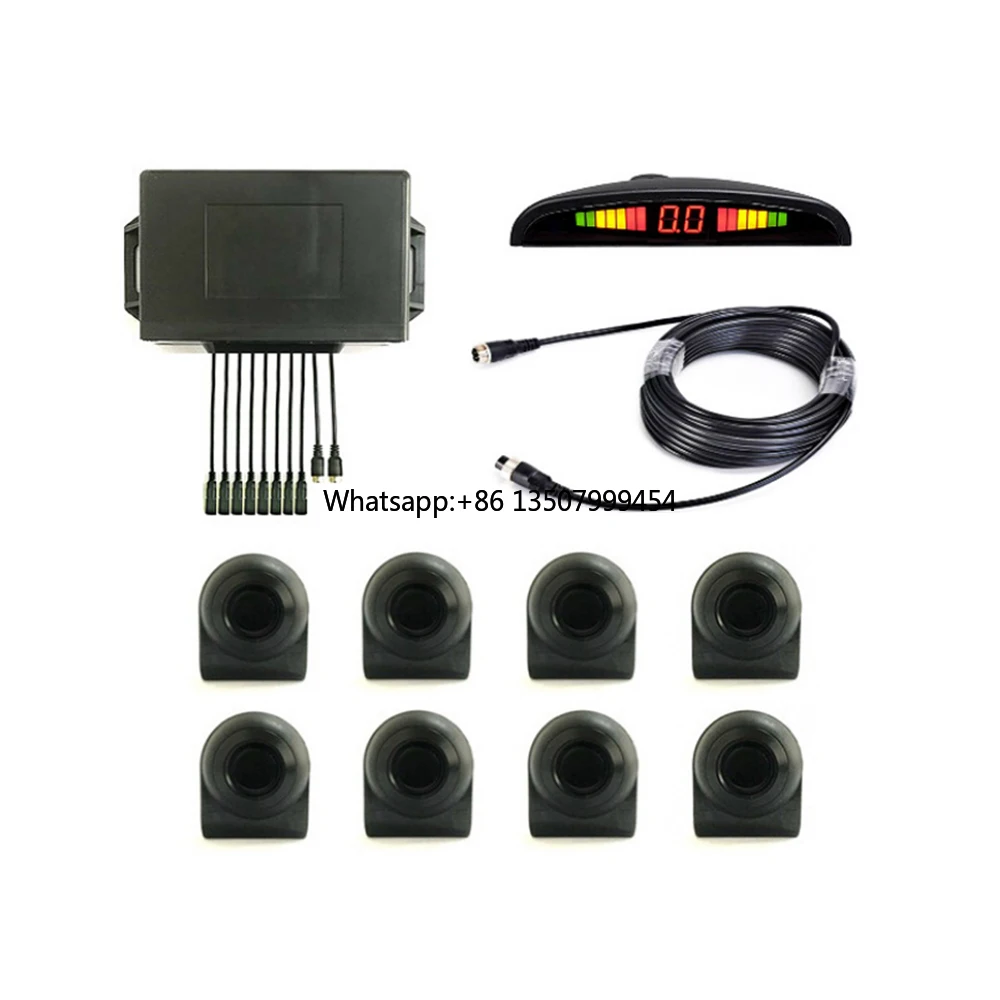 Ultrasonic 8 Probes Led Display Alarm Wide Voltage Waterproof Parktronic Reverse Sensor Truck Parking Radar Early Warning System