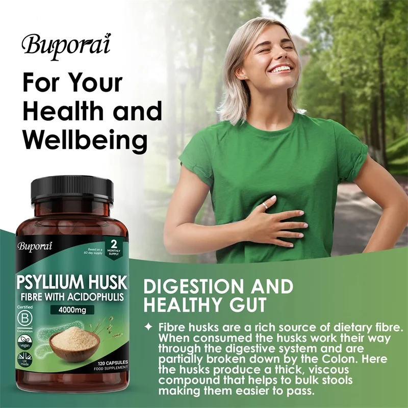Psyllium Husk 4000mg - Contains Natural Psyllium Husks To Benefit Intestinal and Digestive Health and Enhance Immunity
