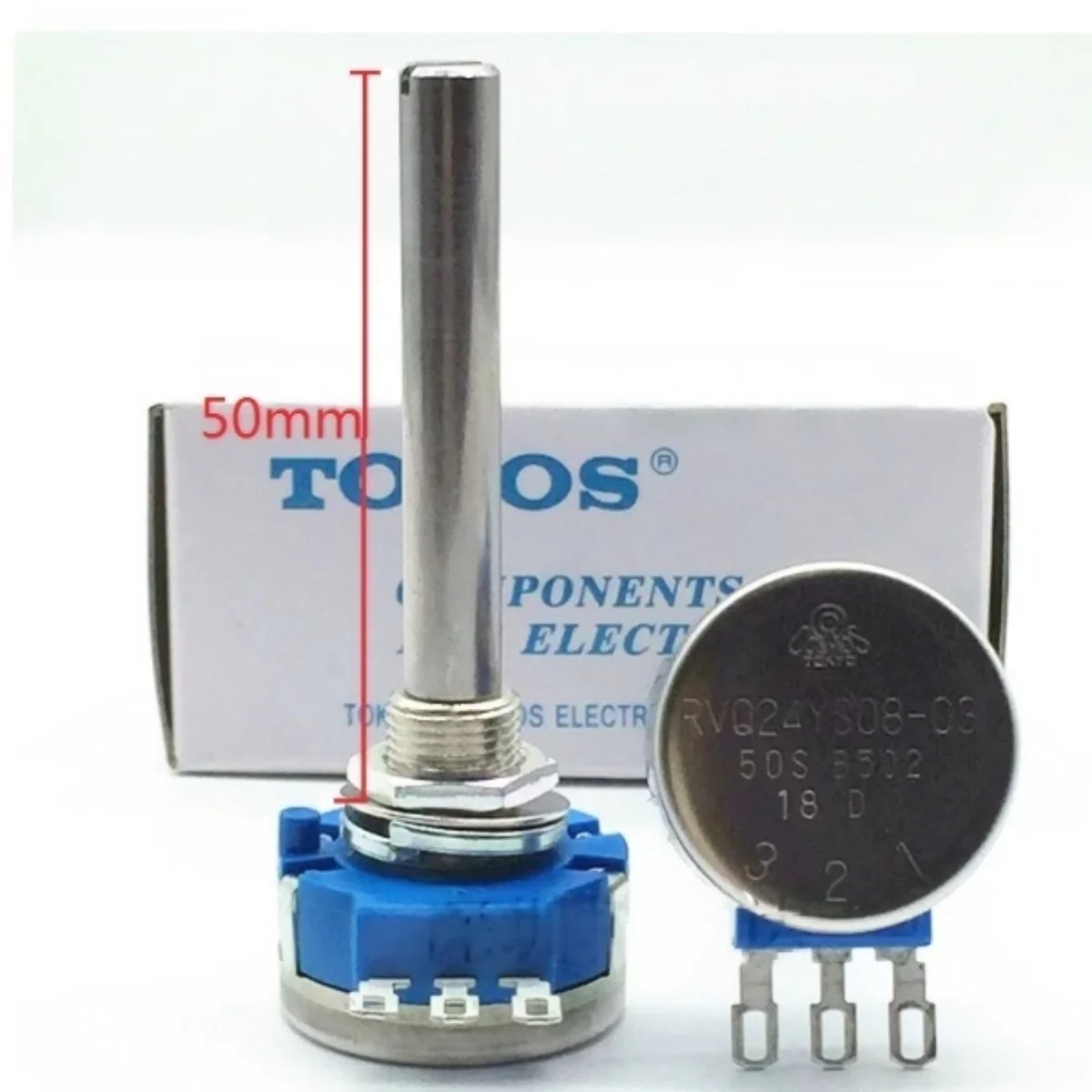 1PCS/LOT RVQ24YS08-03 30S B50 5K Potentiometer, shaft length 30MM/50MM, effective angle 45°