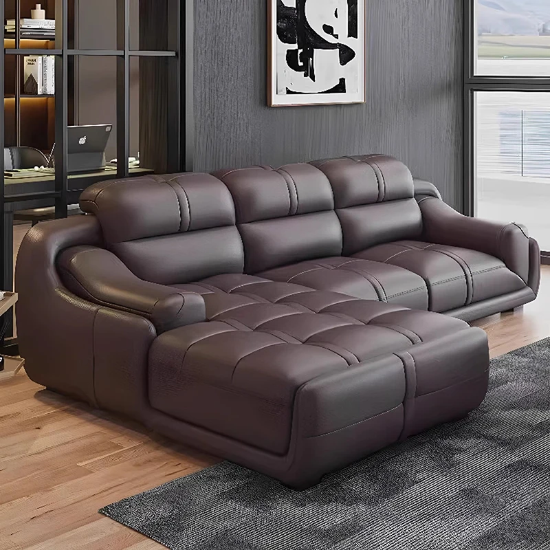 

Classic Brown Living Room Sofas Designer Sleeping Luxury Leather Lazy Sofa Lounge Modern Soft Couch Wohnzimmer Home Furniture