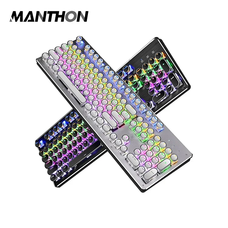 104 Keys Transparent Keycaps For Gaming Mechanical Keyboard Retro Punk USB Wired LED 23 Mode RGB backlit Keyboard Key caps