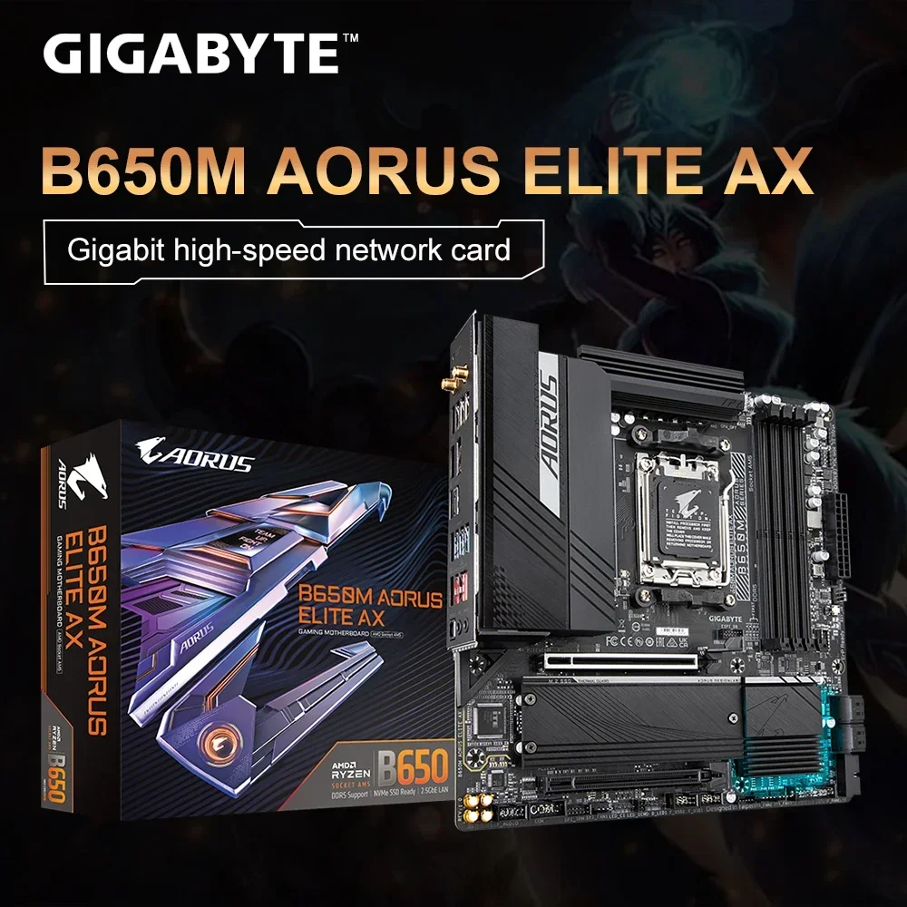 GIGABYTE GA B650M AORUS ELITE AX New Micro-ATX AMD B650 DDR5 6600(OC) MHz M.2 USB3.2 128G Wi-Fi 6E Socket AM5 Motherboard