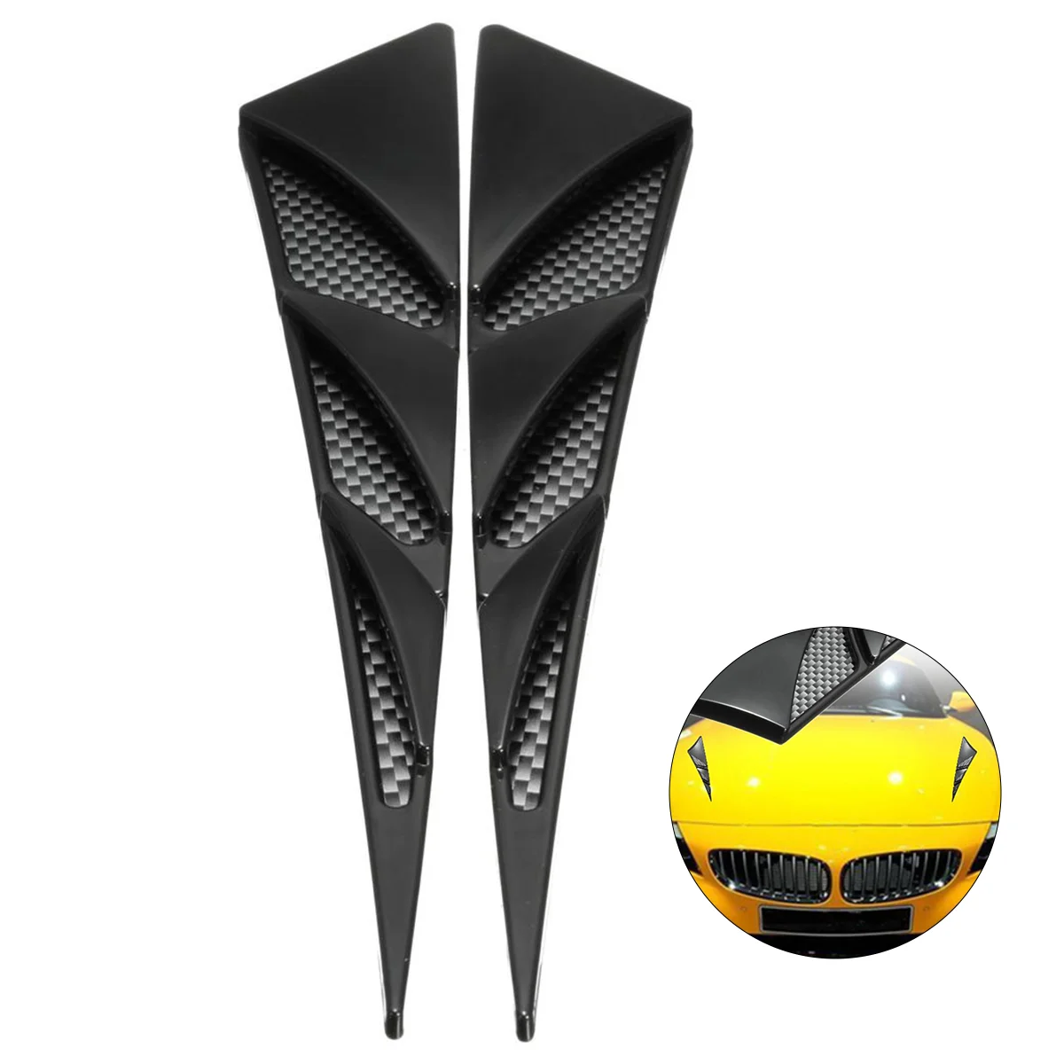 Decorative Air Flow Intake Bonnet Hood Side Vent Cover Front Bonnet Hood Decorative Vent(Black) car bonnet accessories