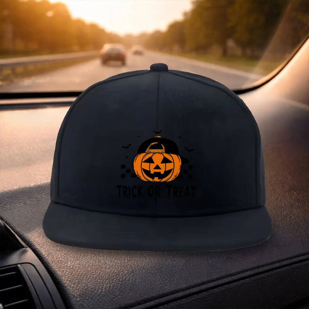 Gorra de Béisbol Clásica Unisex con Visera Plana, Diseño de Calabaza de Halloween a la Moda, Gorra Casual Negra, Adecuada para Actividades al Aire Libre