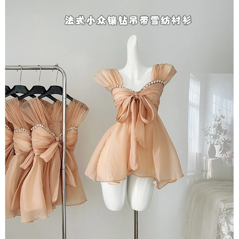 

2000s Women Chic Camisole Korean Style Sweet Casual Vest 2024 Summer New Chic Design Leisure Fashion Holiday Beach Tank Y2k Tops
