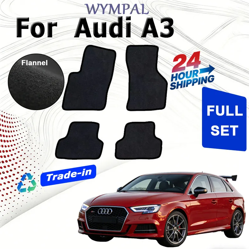 ECOAUTO Velour rugs set Car Floor Mat For Audi A3 2013-2020 sedan 8V Saloon Polyester suede Anti Slip black Backing