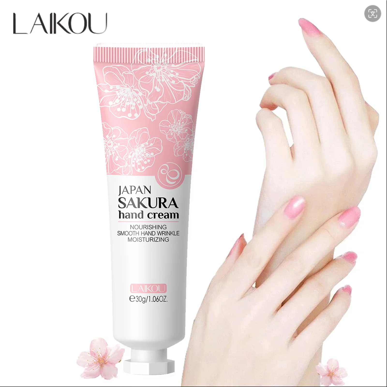 Laikou Japan Sakura Handcrème Hydraterende Anti-Kloven Reparatie Verzachten Huid Malse Handcrème Winter Voedende Huidverzorging 30G