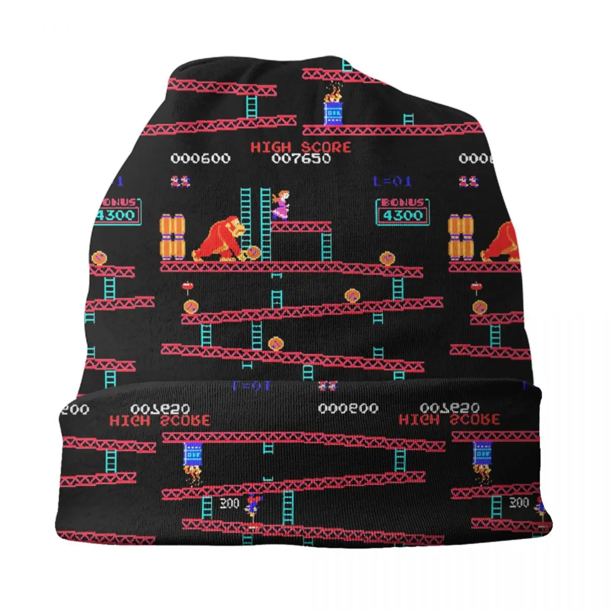 Donkey Kong Skullies gorros Unisex, gorro de punto cálido para la calle, gorro de Collage de juegos Arcade para adultos, Invierno