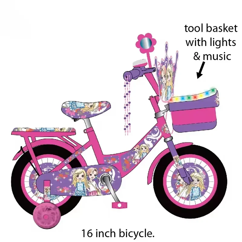 Industrial multi-color pink mountaineering new children's bicycle (3-12 years old) with basket