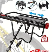 Heavy Duty Aluminum Bicycle Back Rack - Adjustable Shelf with Quick Release for 26-29 Frames, 120 Lbs Load Capacity