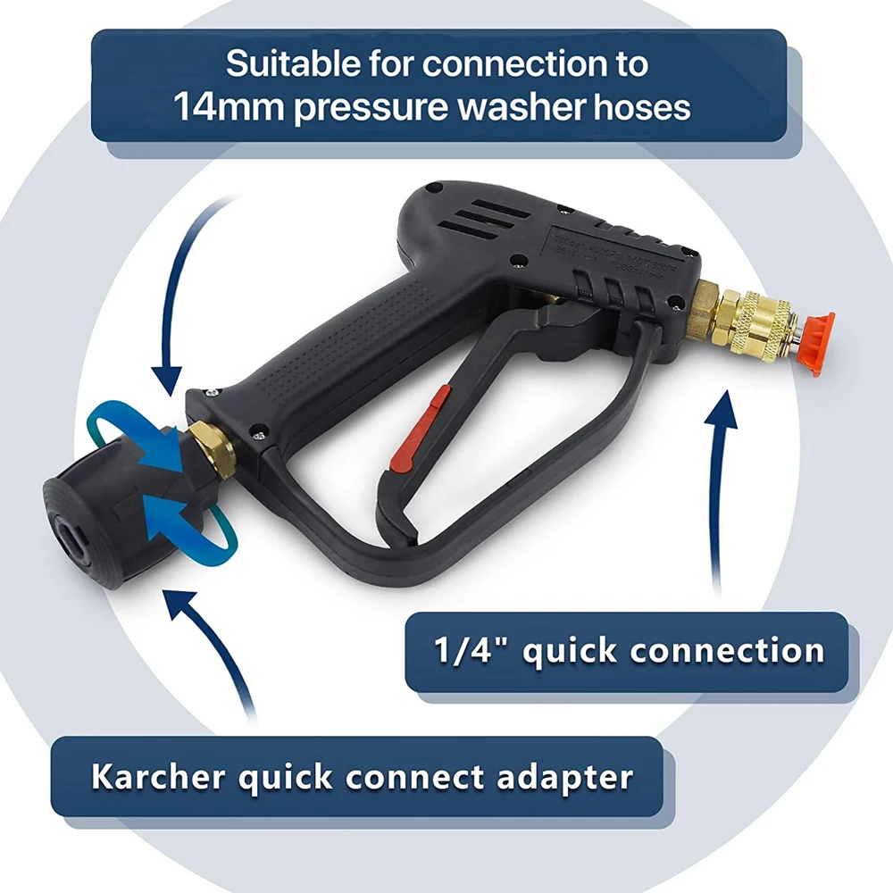 ROUE High Pressure Washer Hose Water Gun for Karcher Parkside Nilfisk Quick Connect Connector Nozzles 4000psi M22 Snow Foam Guns