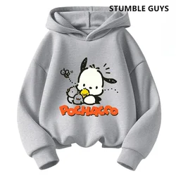 Fahion Pochacco Trucksuit Cartoon Boys and Girls 3-14 Years Old Kawaii Street Casual Sweatshirt Children's Sports Hoodie Set