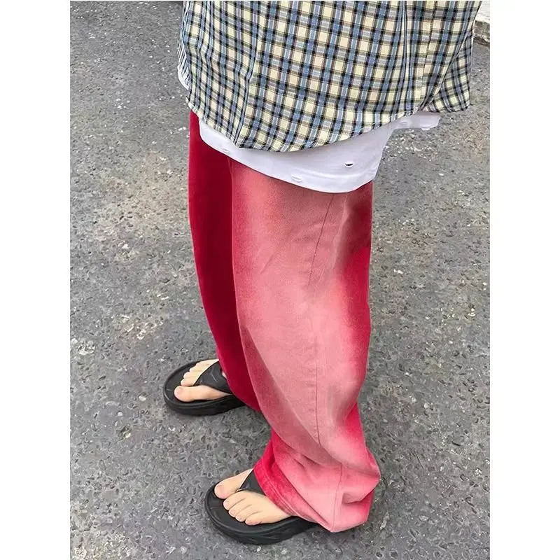 

Мужские джинсы в стиле ретро, летние, новая модель, повседневные, широкие, в пол, тренд High Street, INS