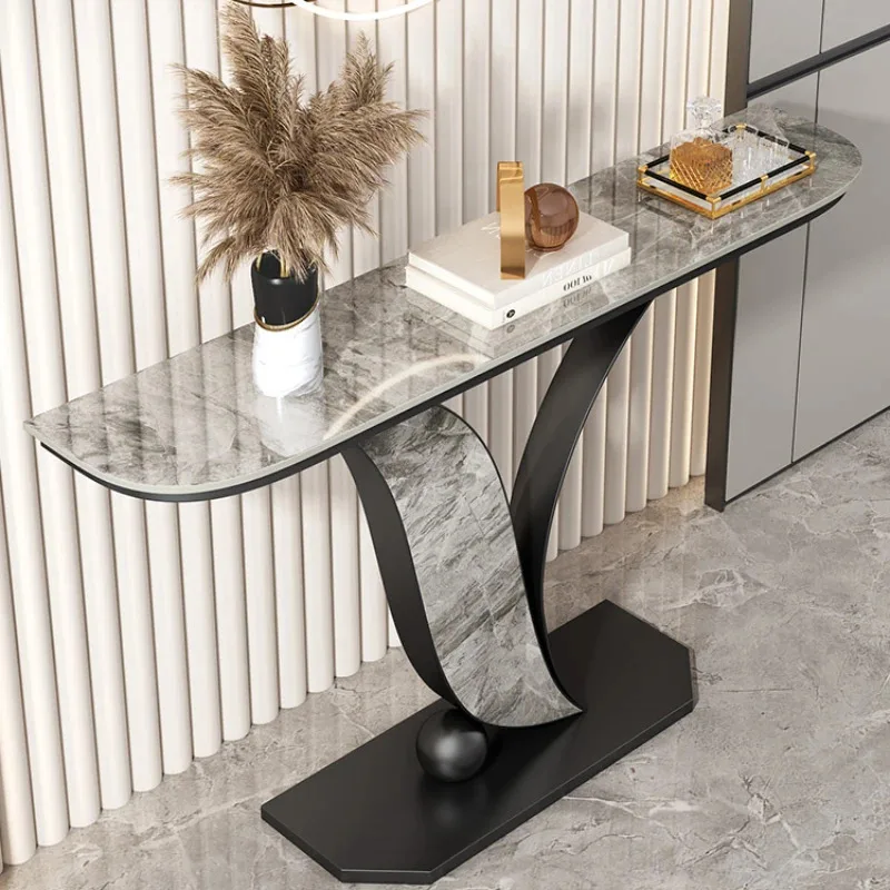 100cm New Style Luxury Console Table Living Room Entry Slate Porch Table Creative Leaf Shape Side Table Indoor Home Furniture