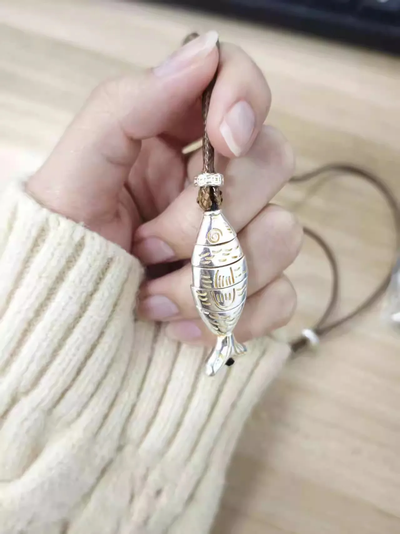 Men's Boho Leather Necklace with Fish Pendant