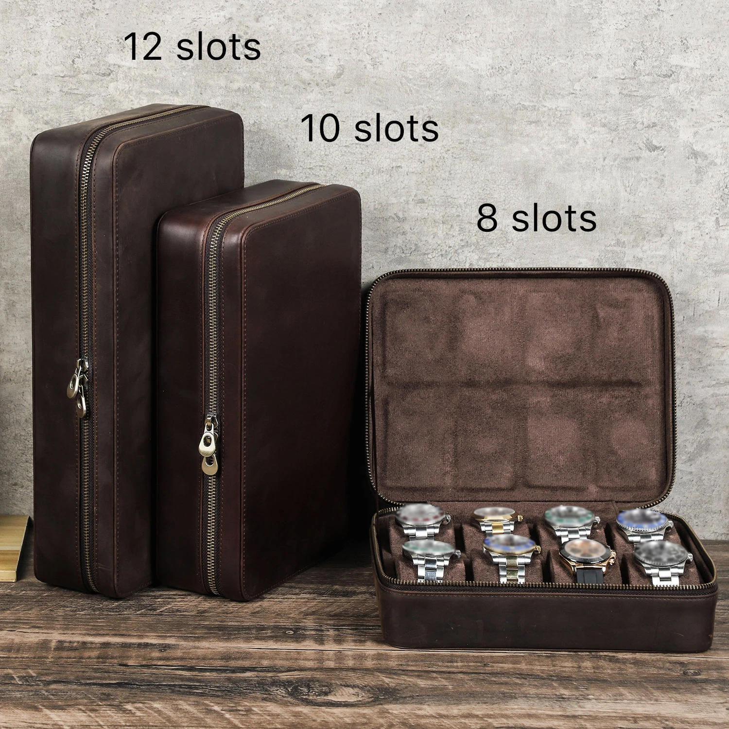 

Luxury 8 Watch Collection Box Custom Watch Travel Case Leather Vintage Watch Organizer Storage Case Crazy Horse Leather CF1203