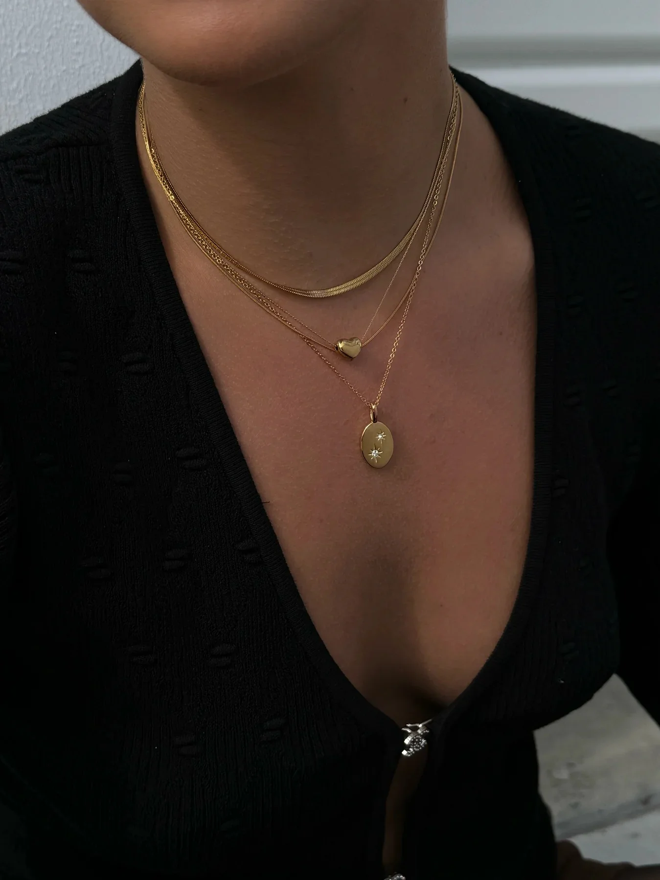 Uworld Temperament Heart Pendant Chain Necklace for Women Stainless Steel Stylish Choker 18 K Jewelry Waterproof Party Gift