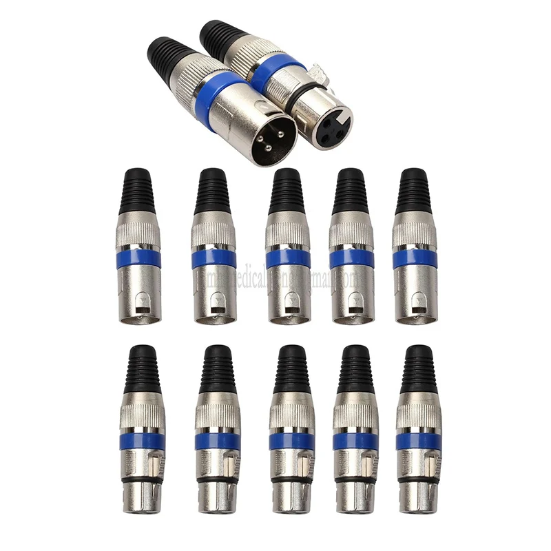 XLR Connector Audio Plug 3pin Zinc Alloy Shell Color Ring Big Three-core Balanced XLR Male Socket Female Plug DIY Audio Plug