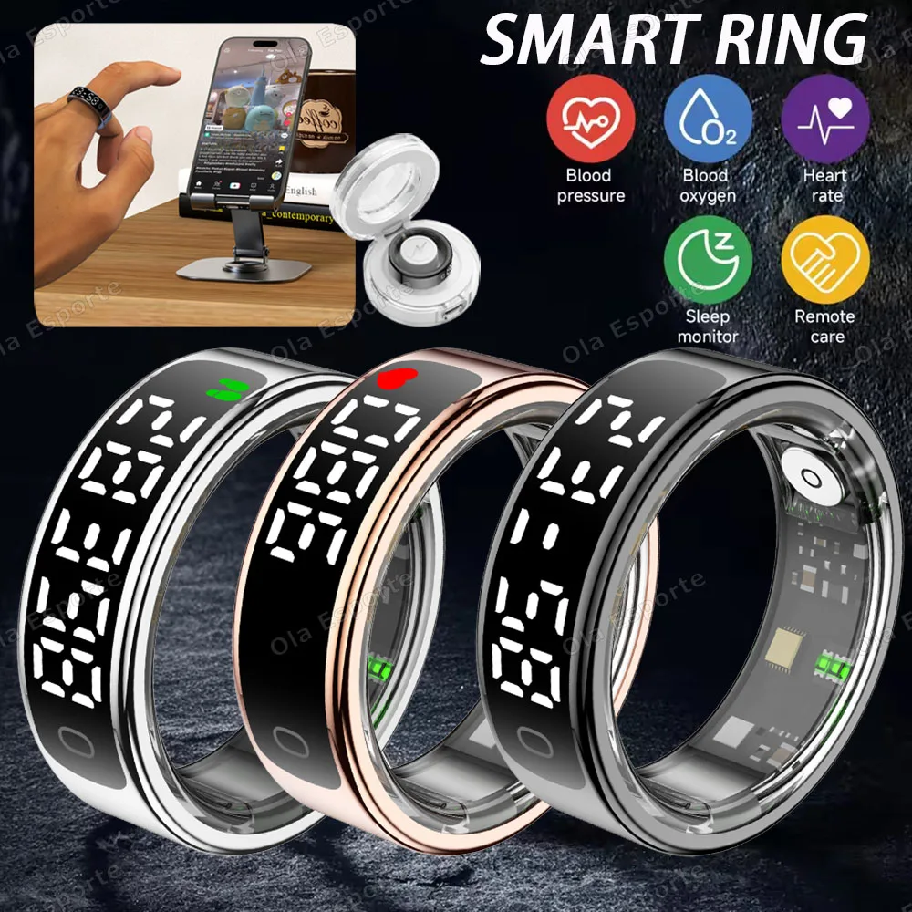 

2026 New Smart Ring Display Screen and Touch,With Charging Box ,Smart Control,Health Monitor,5ATM Waterproof For Men Women Rings