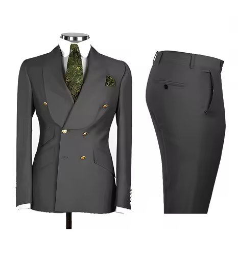 Light Blue Men's Suits Chic Double Breasted Blazer Peak Lapel Elegant Formal Set Male 2 Piece Jacket Pants Wedding Groom Tuxedos - Image 17