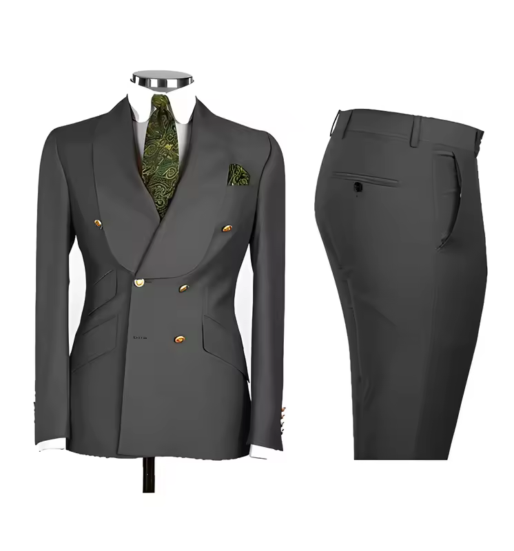 Light Blue Men's Suits Chic Double Breasted Blazer Peak Lapel Elegant Formal Set Male 2 Piece Jacket Pants Wedding Groom Tuxedos - Image 17