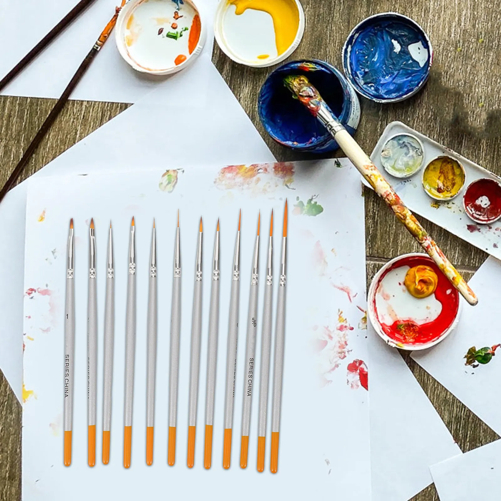 

12Pcs Detail Nylon Paint Brushes Watercolor Liner Brush Set Fine Tip Professional Brush for Acrylic Oil Painting Accessories