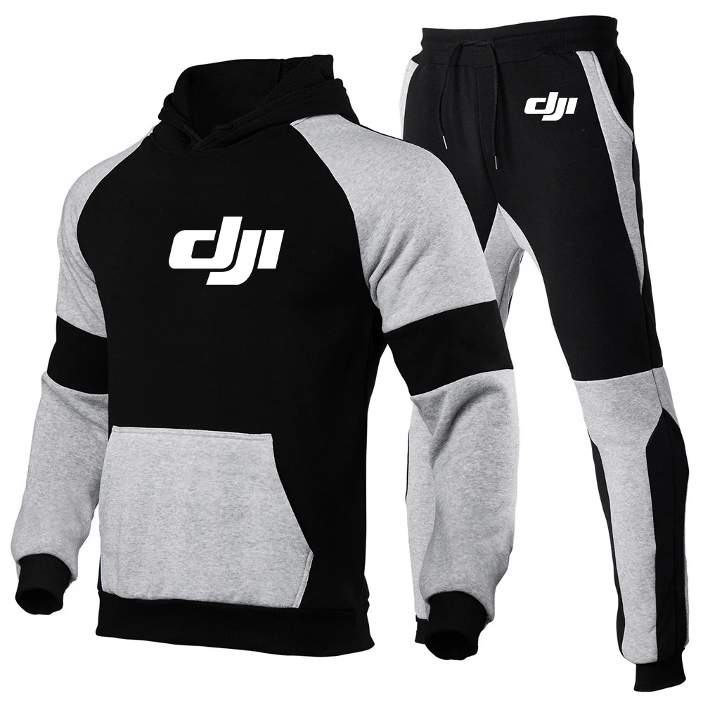 

2024 New Men Dji Professional Pilot Drone Printing High-Quality Suits Solid Color Multiple Same Style Sweater + Sweatpants Sets