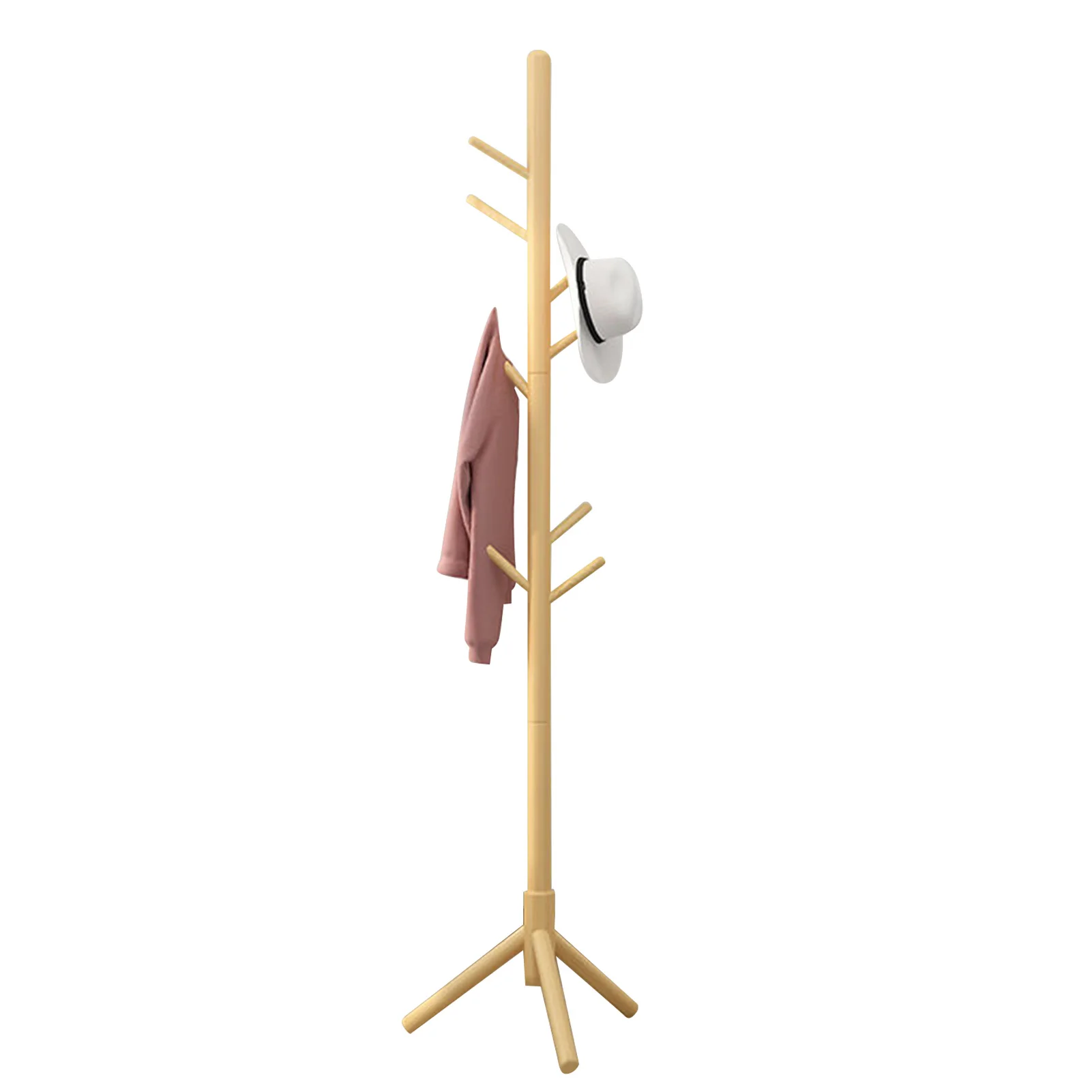 Floor Standing Coats Rack Coat Clothes Tree Stand With 8 Hooks Wooden Coat Hanger Stand Branch Shape Home Clothing Storage Racks