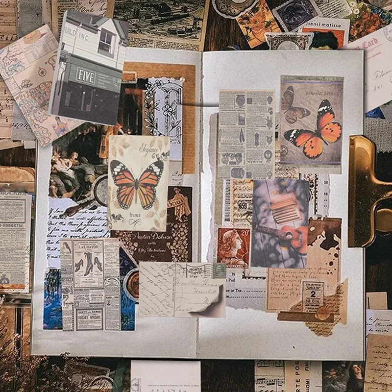 빈티지 스크랩북 용품, 정크 저널 용품, 스크랩북 종이, 미적 빈티지, 스크랩북 용품, 480 개