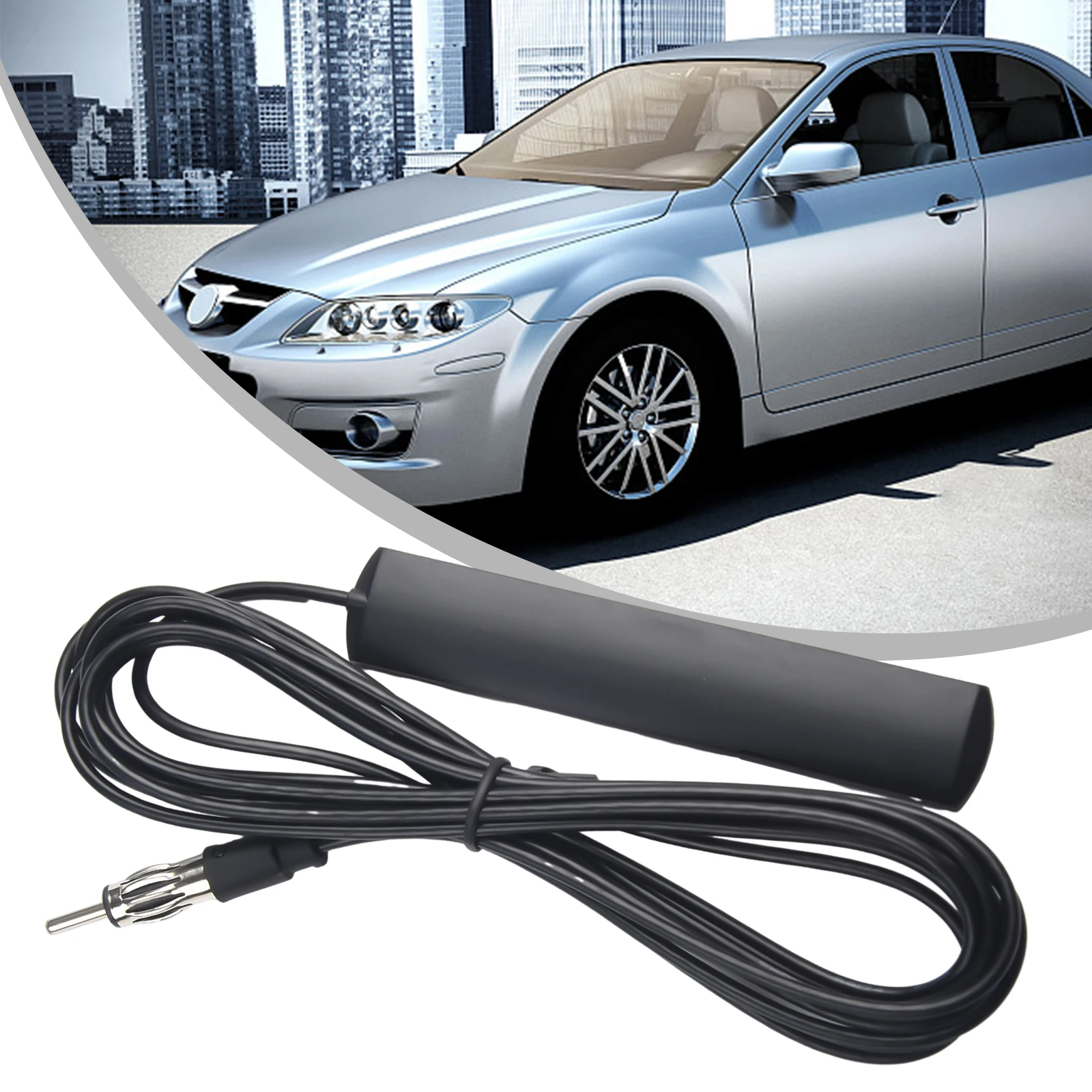 

1PCS Brand New Car AM FM Radio Stereo Antenna Signal Booster For Motorcycle Automotive Black Accessories 4.53x0.85x0.22 inches