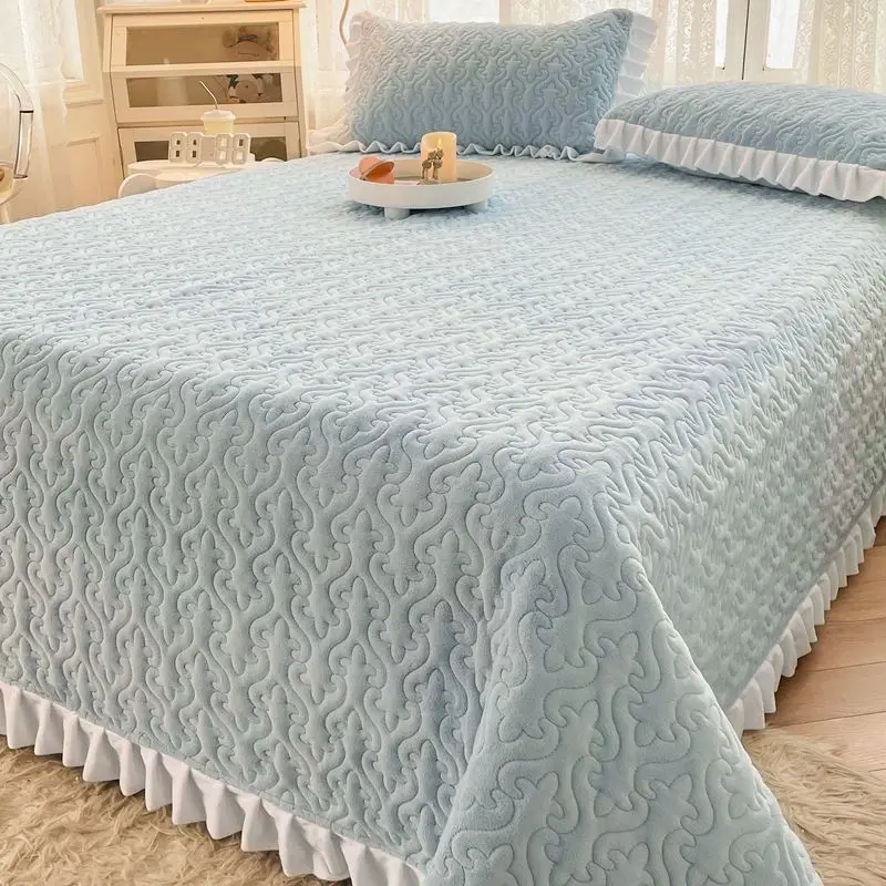 

Winter Luxury Plush Bed Sheet Set Home Textile Double Bedspread Pillowcase 3pcs Bedding Set Multifunctional Blanket Bed Linens