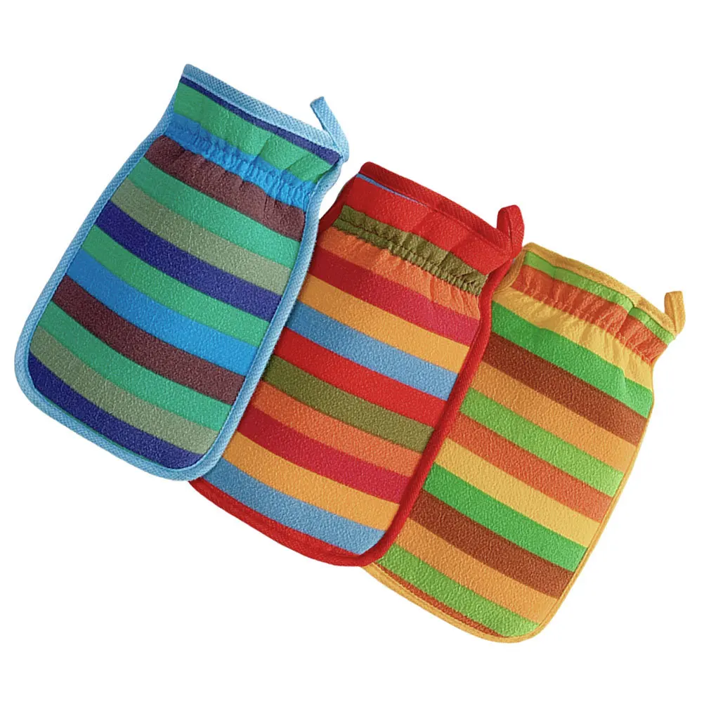 3 قطعة قفازات حمام ميت مزدوجة الوجهين منظف الجسم التقشير دش الإسفنج للحساسة التطهير العميق العناية بالبشرة غسل الظهر