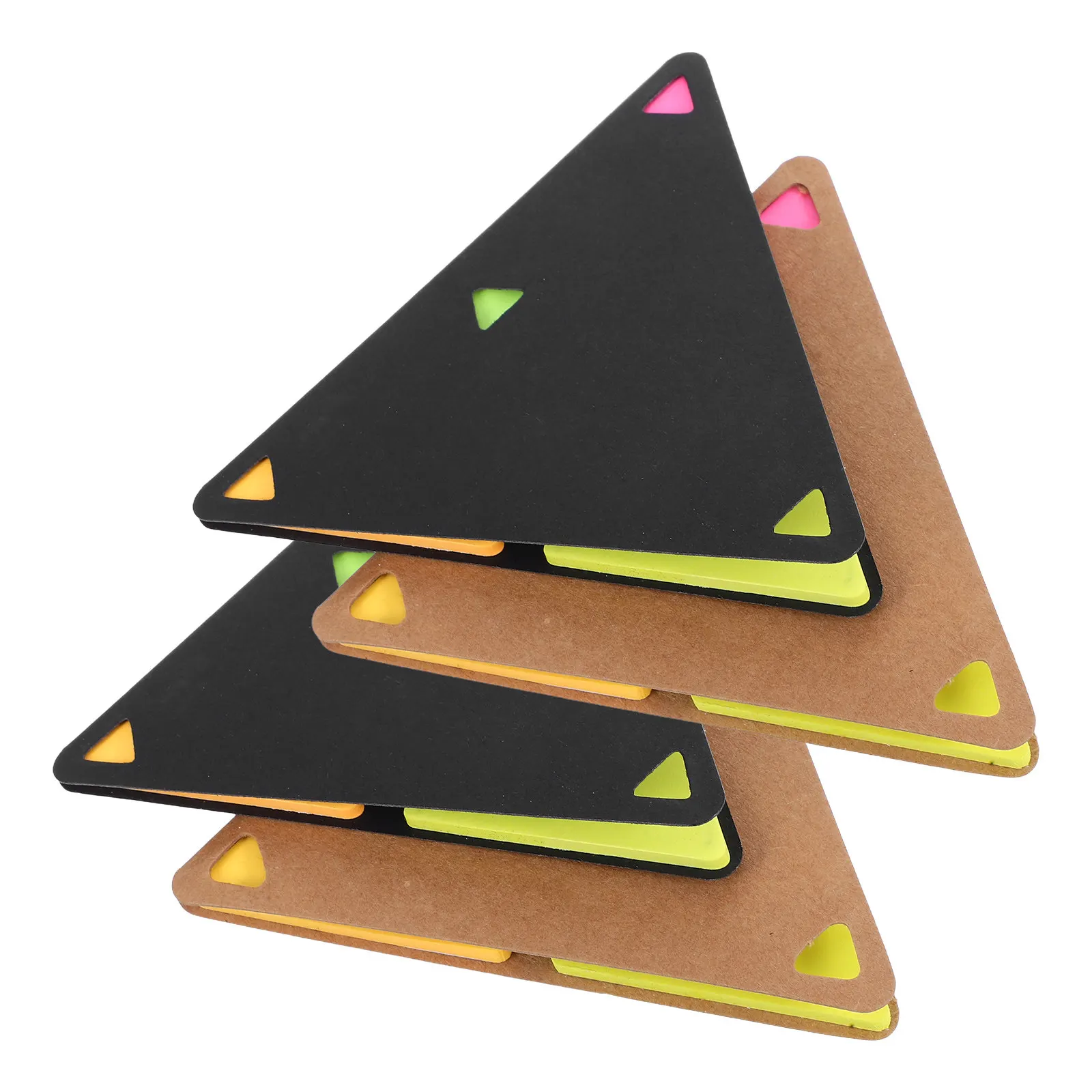 4Sets Triangle Memo Pad Set Waterproof Pet Material Convenient Note Pads for Back to School Office Work Supplies