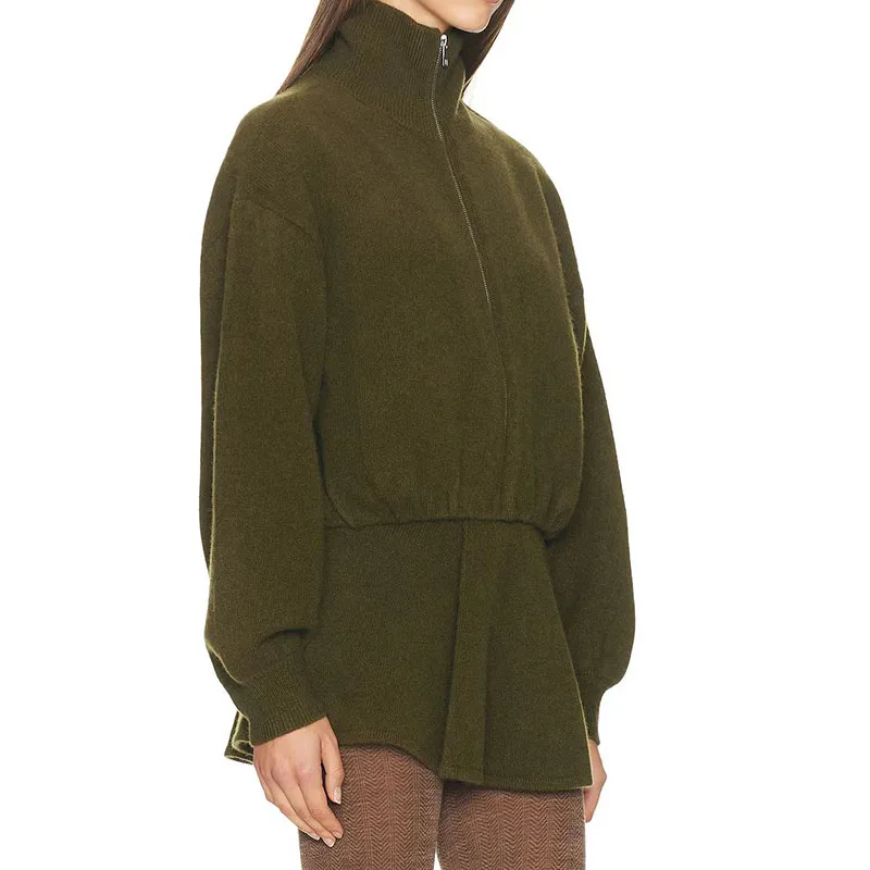 

Новый шерстяной вязаный кардиган, свободные шорты на молнии с высоким воротником и пальто-свитер на осень/зиму 2025 г.