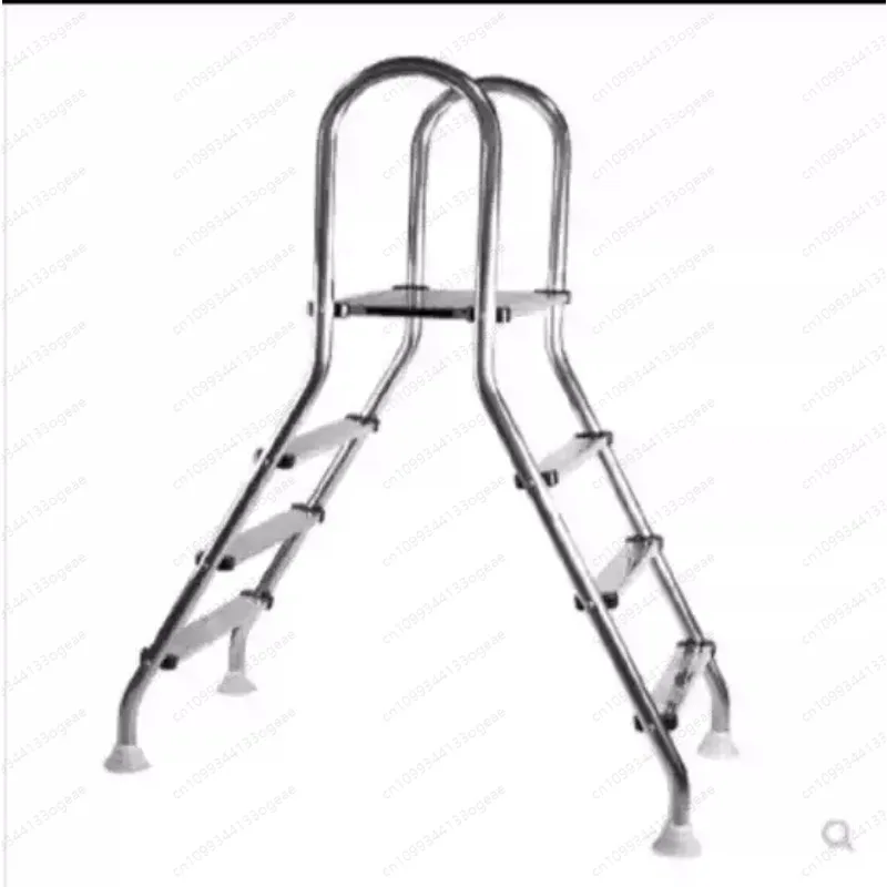 Double-sided 4-step pool ladder compact design with textured non-slip pedals 400 lbs