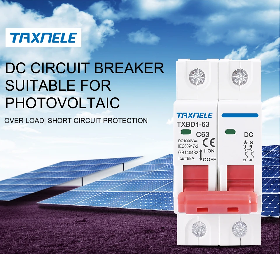 2P DC 1000V Solar Mini Circuit Breaker Batterie Schalter 6A 10A 16A 20A 25A 32A 40A 50A 63A DC MCB für Photovoltaik PV System – Detail 2