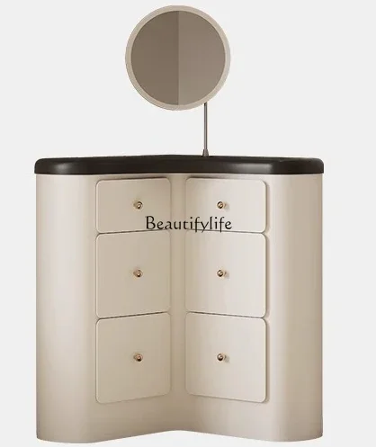 

54Cream wind corner dresser storage cabinet integrated designer bedroom solid wood Italian corner makeup table