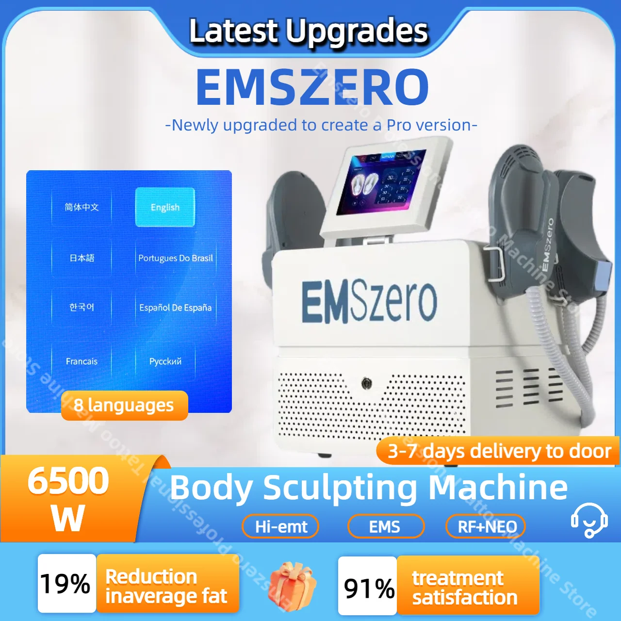 Emszero NEO 6500W 15 Tesla EMS RF Body Sculpting Machine Professional Hiemt Muscle Stimulator Body Contouring Device with 200HZ