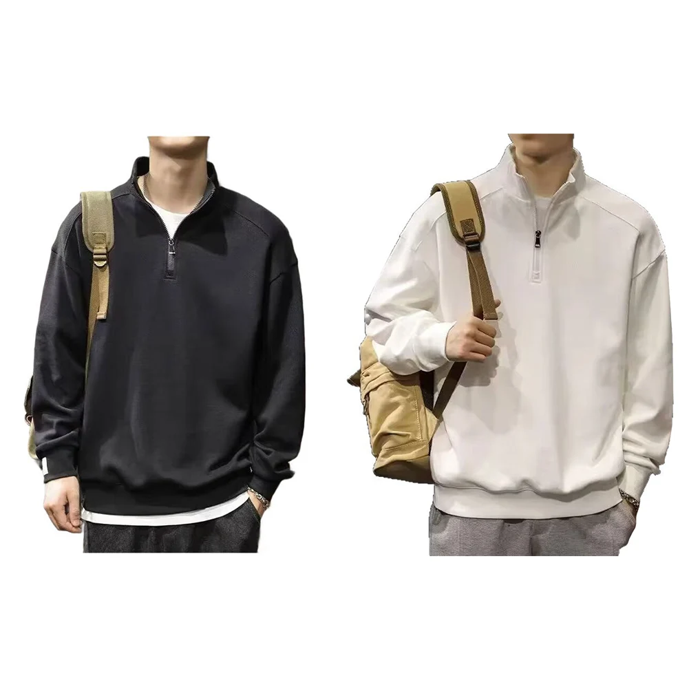 عطلة عادية ارتداء اليومي Kpop نصف سستة أعلى 2XL قميص طويل الأكمام ينطبق على الرجال طبقات العنصر الأساسية