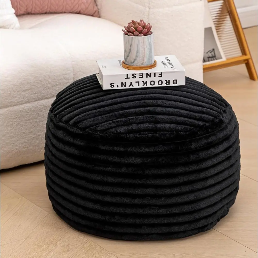 

Pou Ottoman Unstued Ottoman oot Rest loor Pou 20x20x12 Inches Round Bean Bag Chair oldable loor Chair Storage or Living Room Bed