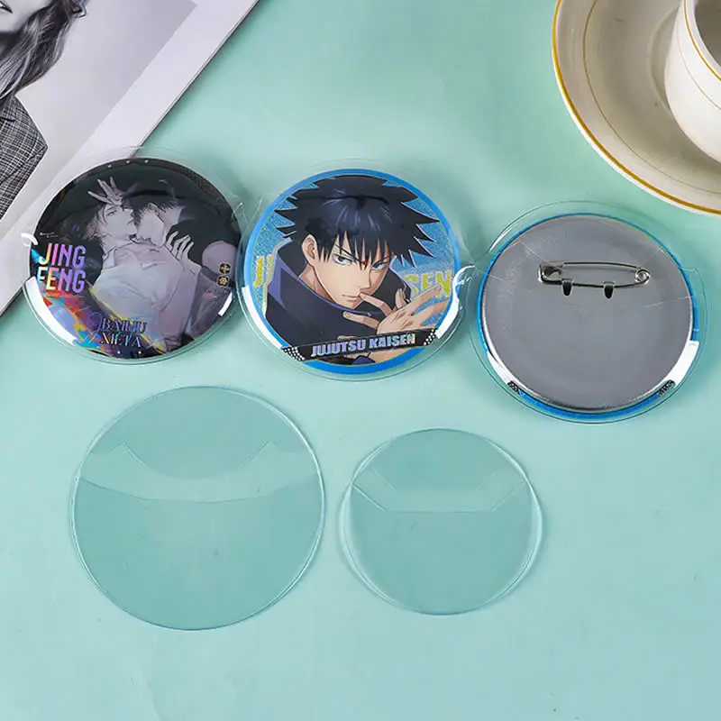 Badge Protector Sleeves Ita Bag Pin Case Transparent Protective Holder Display Sleeve Round Brooch Anime Cartoon Pins Gift